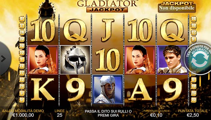 Gladiator Jackpot, slot Playtech a tema romano